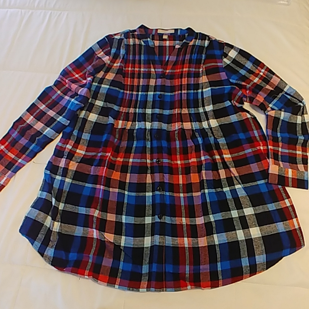COPY - NWT Woman Within Pintuck Flannel Shirt